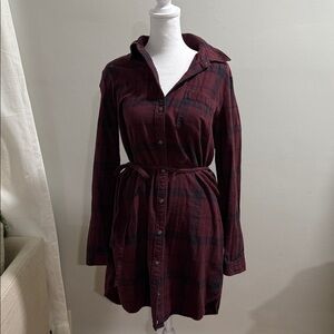 Abercrombie & Fitch Maroon Plaid Dress/Shirt/Jacket